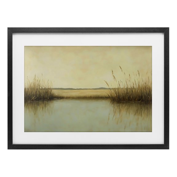 Stupell Industries Reeds Along The River Black Framed Print Under Glass, design by Franklyn Gregory
