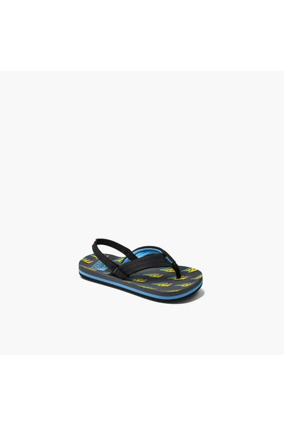 Baby Boy's Little Ahi Thong Flip Flops Black Yellow Blue (7/8)