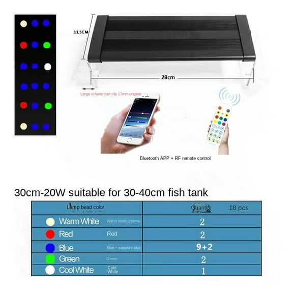 Reef Coral Growth Aquarium Light Smart Seawater Tank Lighting With Design Simulation Sunrise Sunset APP Control ,Easy to Install
