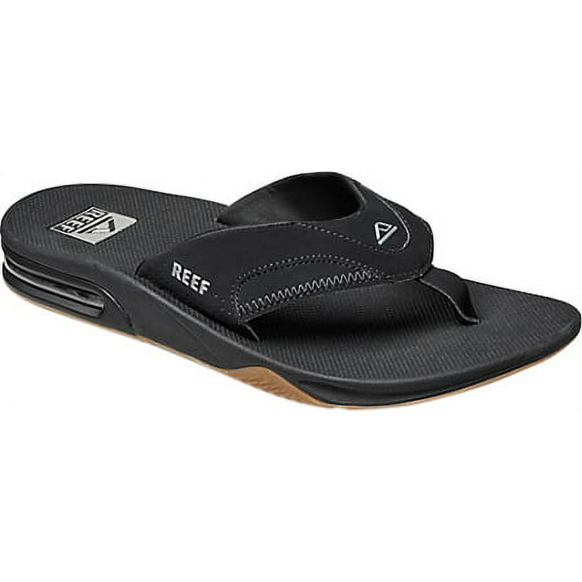 Reef Fanning Mens Sandals | Bottle Flip Flops for Men Black//Silver - Walmart.com