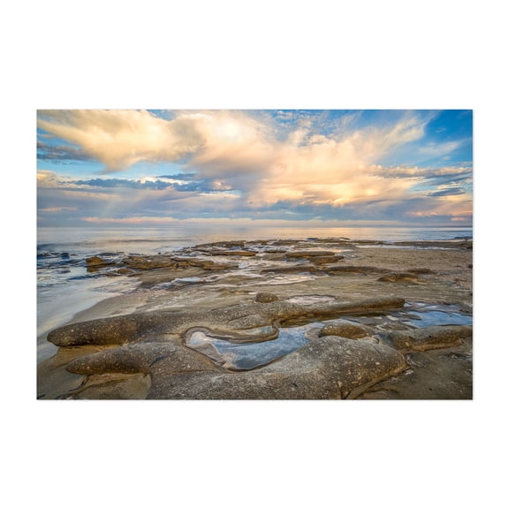 Reef Greets Sunrise - San Diego California Photography Seascape Coastal Landscape Beach Ocean Scenic Sunset Unframed Wall Art Print 20 x 28 inches