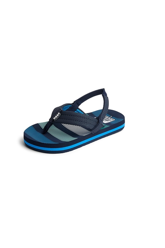 Kids Little Ahi Flip Flop, Deep Sea Stripes, 4 Toddler