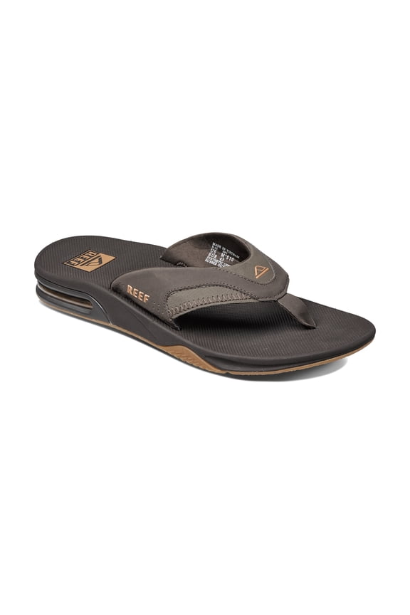 Men's Sandal Fanning, Bottle Opener Flip Flops, Brown/Gum, 7
