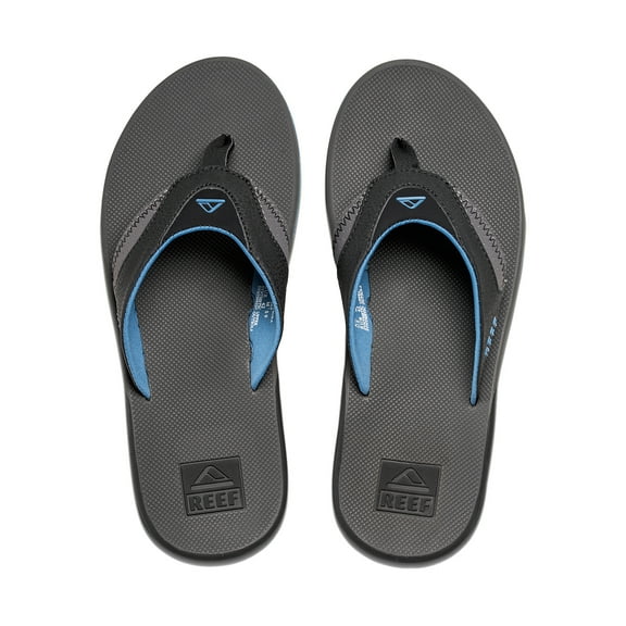Reef Men's Sandal Fanning, Bottle Opener Flip Flops, Grey/Light Blue, 8