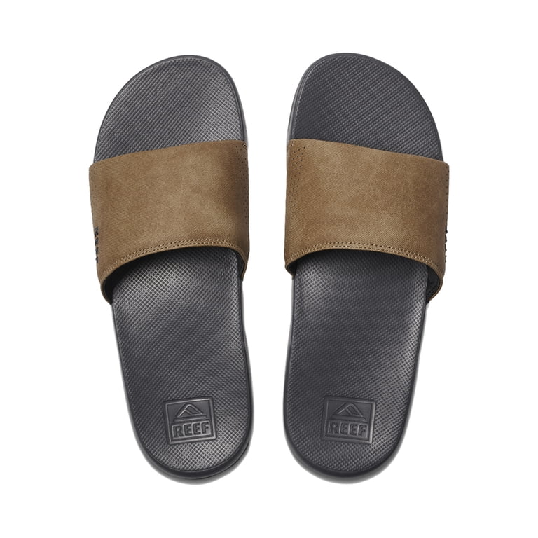 Mens Sandals Reef Slidely REEF Men's Waterproof Slides, Grey Tan