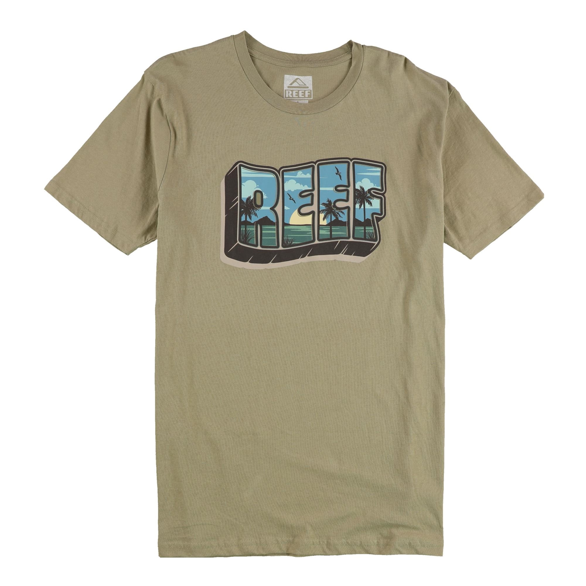Reef Mens Highlands Graphic T-Shirt, Beige, Medium