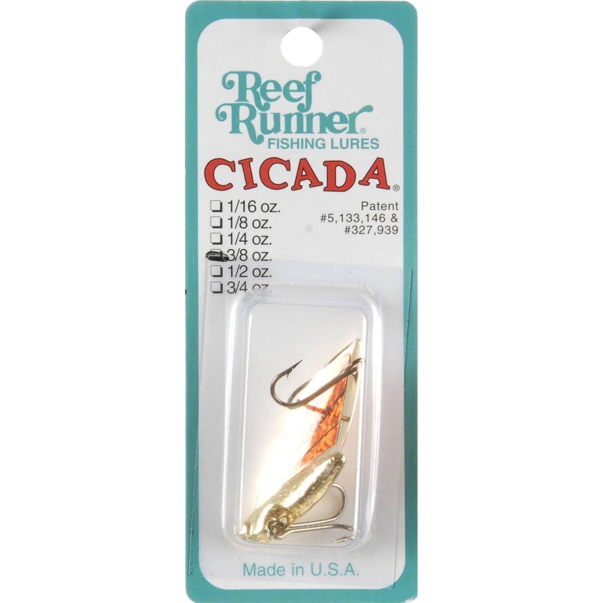 Reef Runner 40203 Cicada Blade Fishing Lure 2 Inch 3/8 Ounce Gold And  Orange 