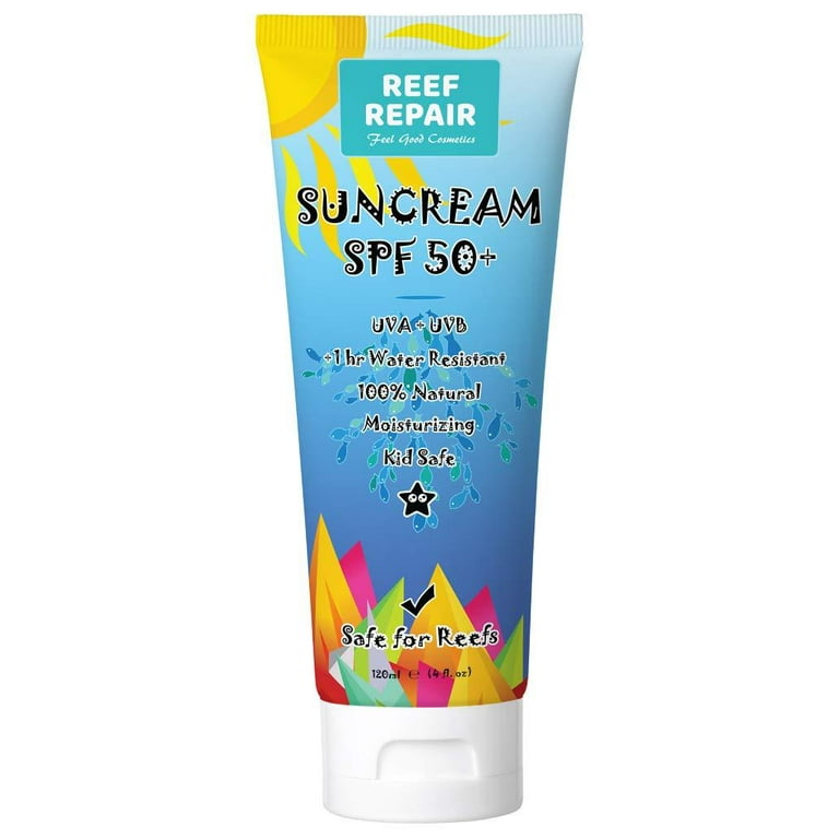 Reef Safe Sunscreen SPF 50 All Natural Water Resistant Moisturizing Biodegradable Broad Spectrum UVA UVB Ocean Friendly Mineral Sunblock from Reef