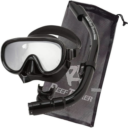 Reef Tourer Adult Single-Window Mask & Snorkel Combo Set, Black