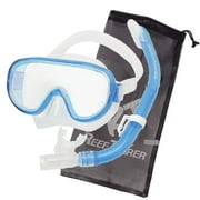 Reef Tourer Adult Single-Window Mask & Snorkel Combo Set, Clear Blue