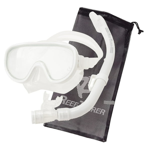 Reef Tourer Adult Single-Window Mask & Snorkel Set for Age 10+, White