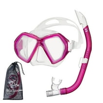 Reef Tourer Adult X-Plore 2-Window Mask & Snorkel Combo, Bougainvillea Pink