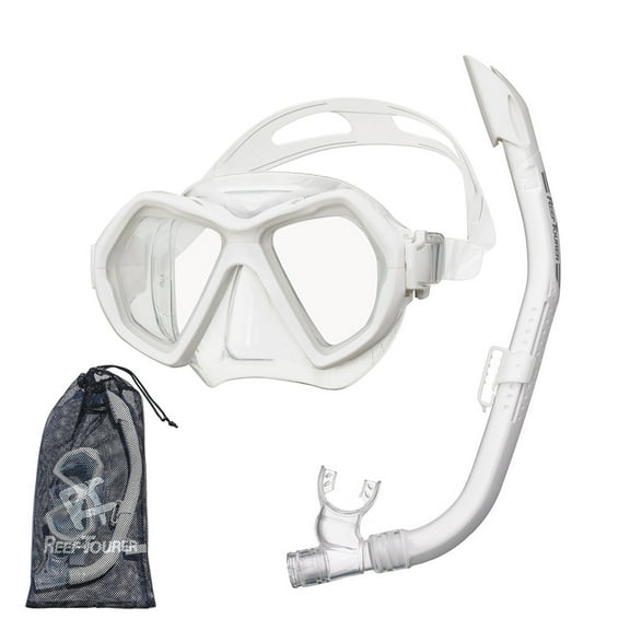 Reef Tourer Adult X-Plore 2-Window Mask & Snorkel Set, White