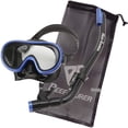 thumbnail image 1 of Reef Tourer Youth Single-Window Mask & Snorkel Set for Kids Age 4-9, Black/Metallic Blue, 1 of 7
