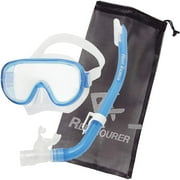 Reef Tourer Youth Single-Window Mask & Snorkel Set for Kids Ages 4-9, Clear Blue
