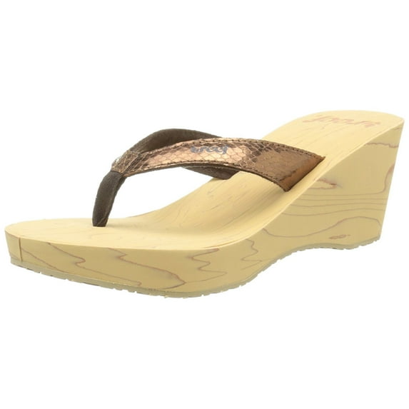 Reef Women's Reefwood II Wedge Sandal, Bronze Snake, 7 M US