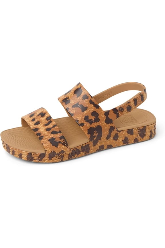 Women's Water Vista Platform Sandal Adjustable Strap Leopard Size 8