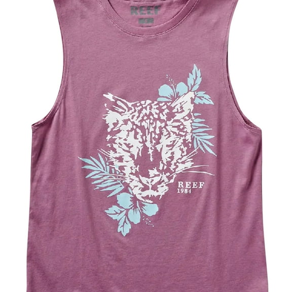 Reef Womens Big Cat Muscle Tank Top, Purple, Small
