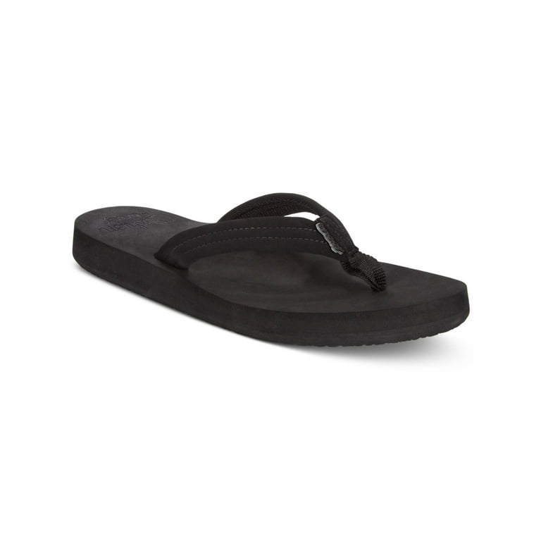 Reef Womens Black Comfort Logo Cushion Breeze Round Toe Wedge Slip
