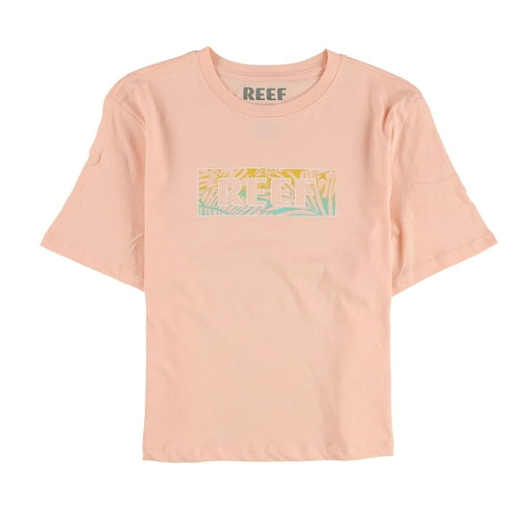 Reef Womens Box Logo Graphic T-Shirt, Orange, Small