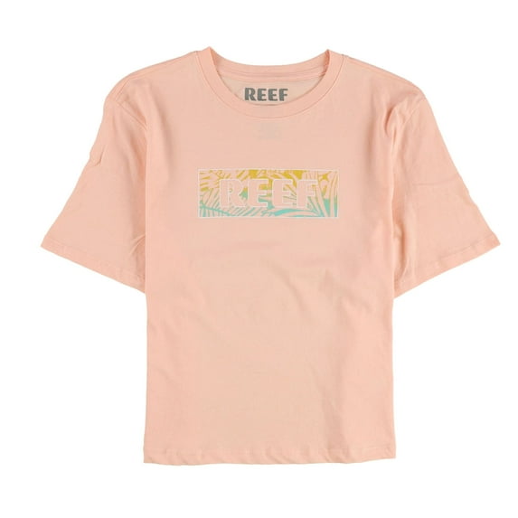 Reef Womens Box Logo Graphic T-Shirt, Orange, Small