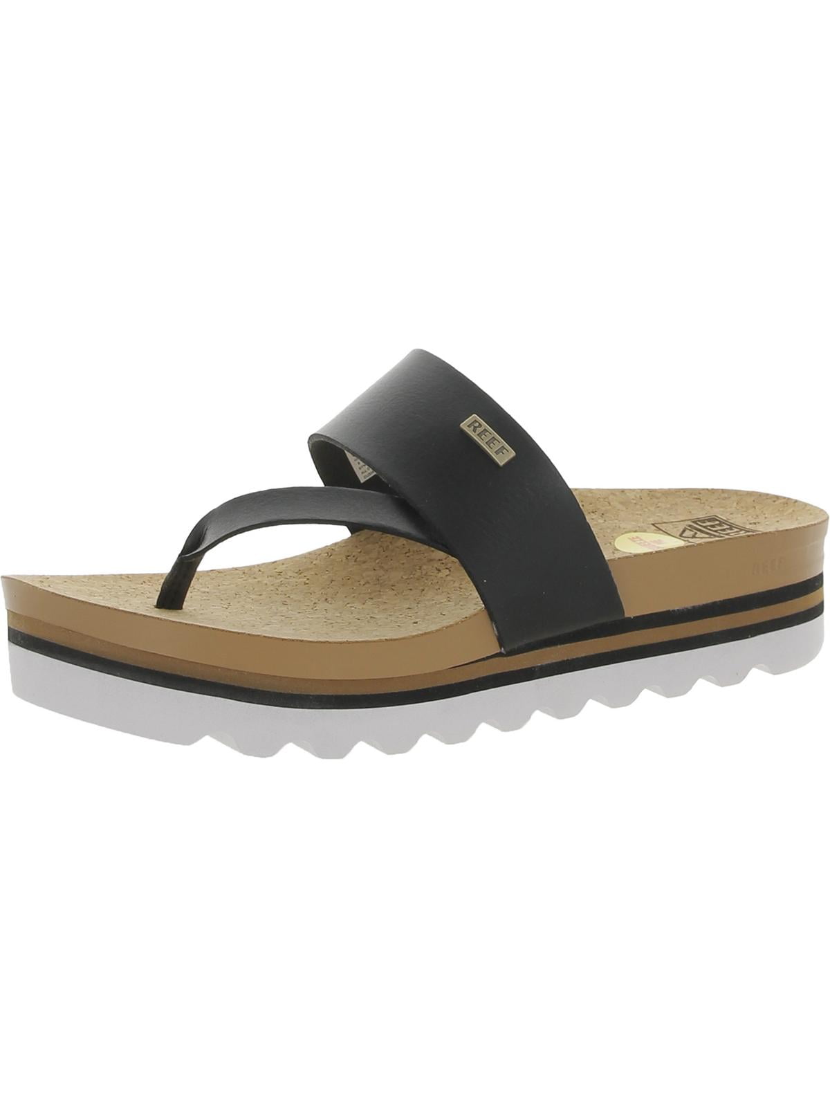 Reef Womens Cushion Sol Hi Faux Leather Thong Slide Sandals