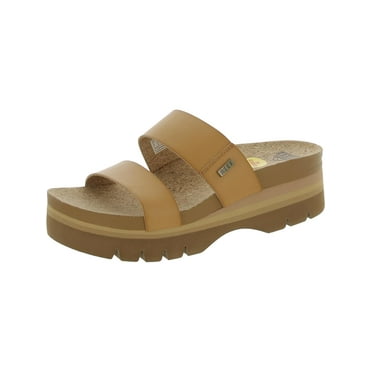Reef Womens Cushion Vista Hi 2.5 Faux Leather Slip On Wedge Sandals