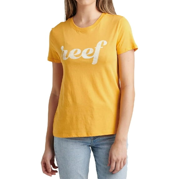Reef Womens Roselle Classic Graphic T-Shirt, Yellow, Large