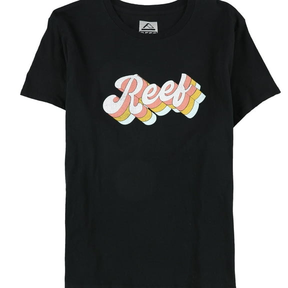 Reef Womens Script Logo Graphic T-Shirt, Black, Large