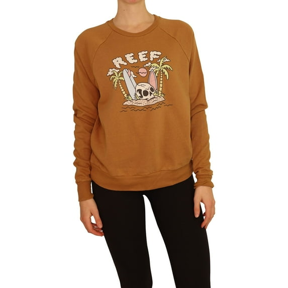 Reef Womens Skull Island Sweatshirt, Brown, X-Small