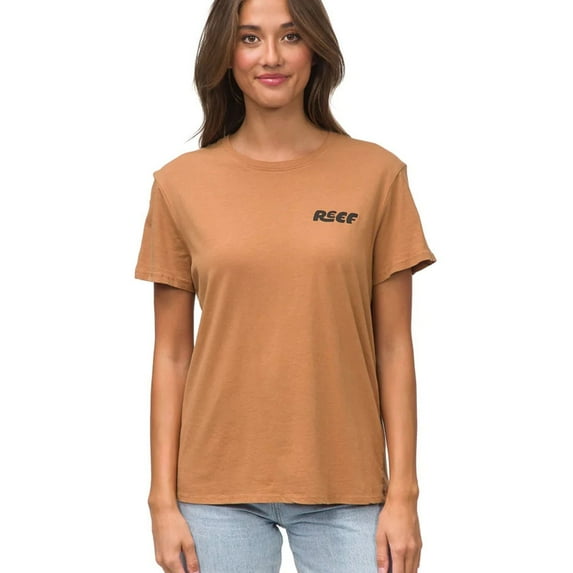 Reef Womens Vacay Graphic T-Shirt, Brown, Small