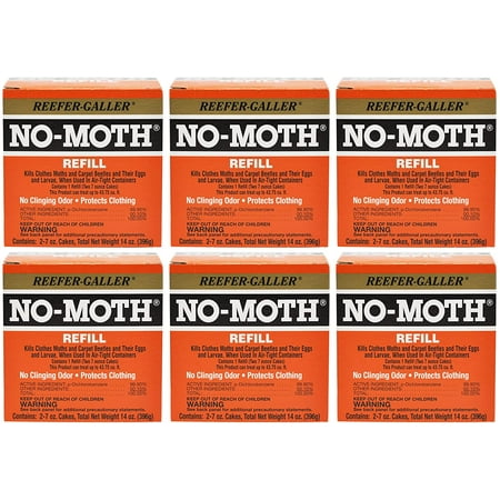 Reefer Galler No-Moth Closet Hanger Refill, Long Lasting Moth Repellent, Two Moth Cake Refills, 7 oz, 6-Pack