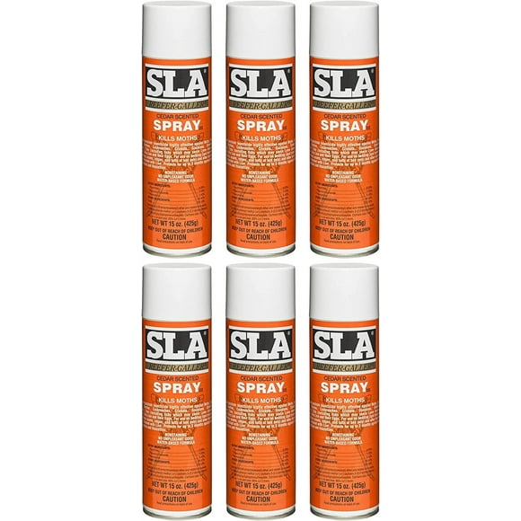 Reefer Galler SLA Cedar Scented Moth Repellent Spray, Kills Moths, Bed Bugs, and Pests on Contact, 15 oz (Pack of 6)