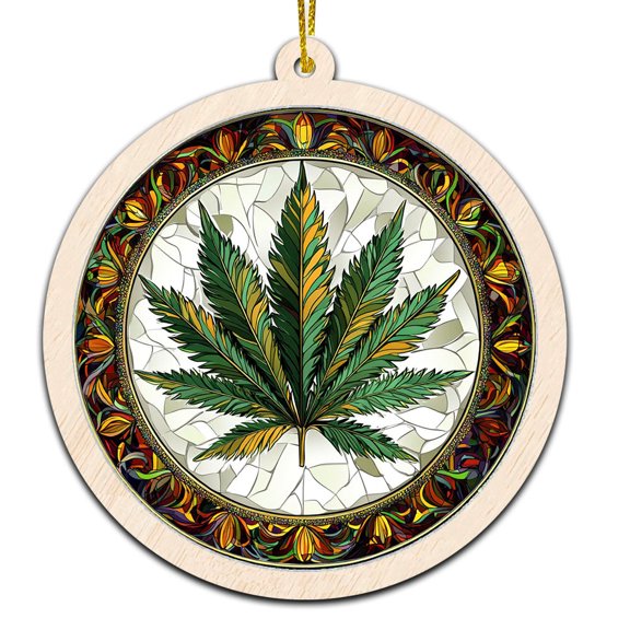 Reefer Madness Stained Glass Suncatcher Ornament  Text Christmas 2025 Tree Decoration Gift for Family, Friends, Man & Woman
