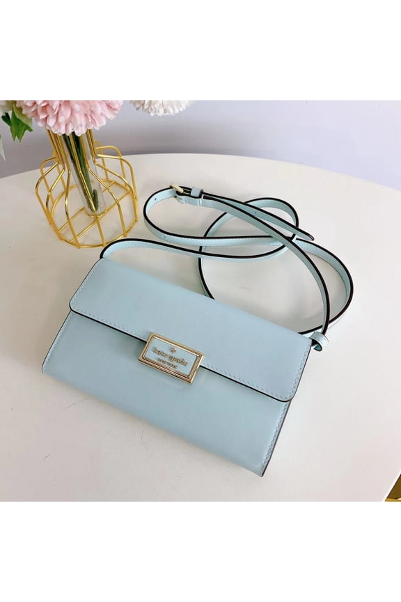 Womens Reegan Smooth Leather Wallet Crossbody Bag (Turquoise Glass)