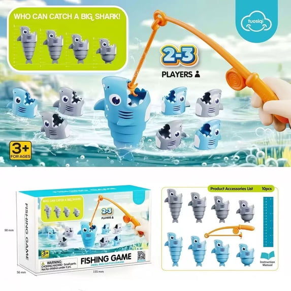 Reel Big Catch Game - Preschool Math Games, Who Can Catch the Longest Fish Game,Fine Motor Learning Toys, Fun Family Board Games