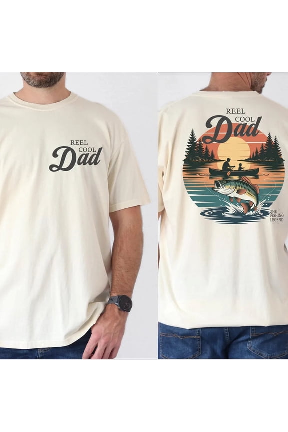 Reel Cool Dad Fishing T-Shirt – Funny Father’s Day Gift for Dads Who Love to Fish – Double-Sided Outdoor Tee for Men