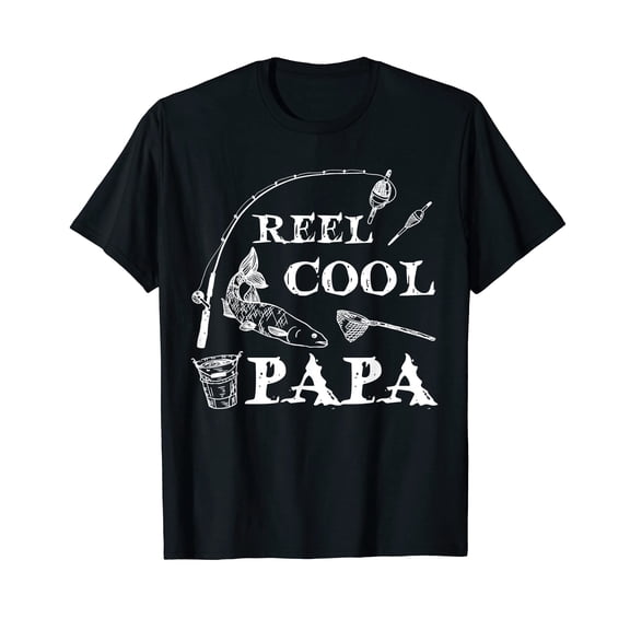 Reel Cool Dad T-Shirt for Men Cotton 100% Summer Tops Fishing Daddy Father's Day Tee