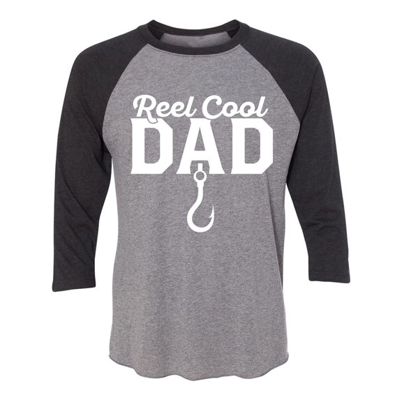Reel Cool Dad Unisex 3/4 Sleeve Baseball Raglan Tee
