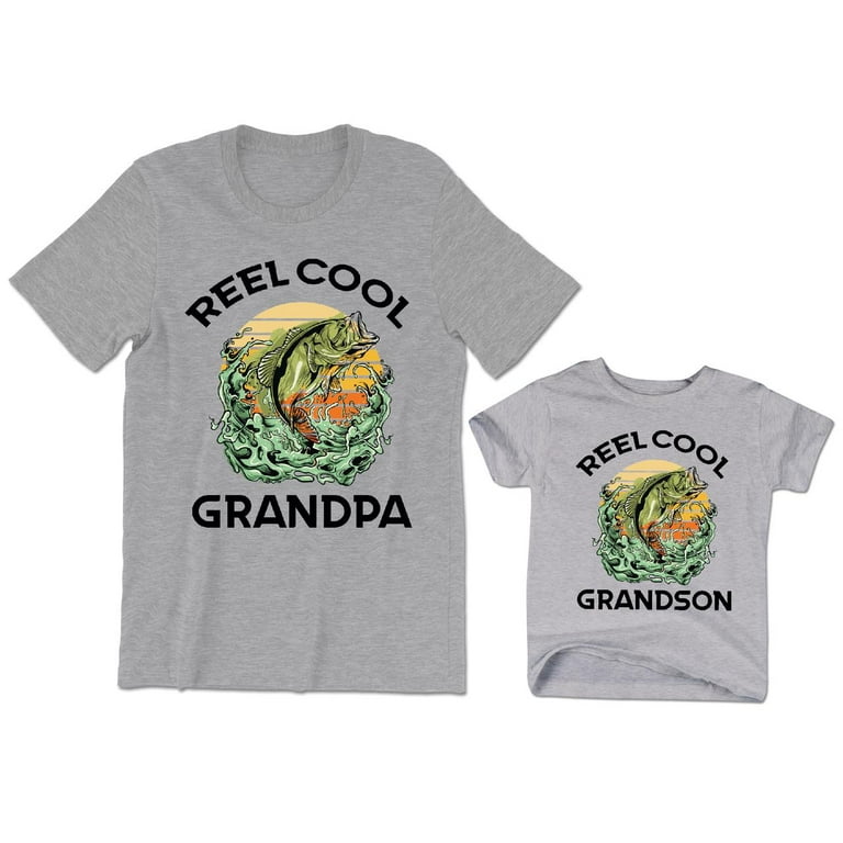 Reel Cool Grandpa Men's T-Shirt Funny Fish Graphic Tee Reel Cool