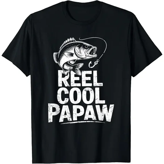 Reel Cool Papaw Shirt Men Fisherman Fathers Day T-Shirt