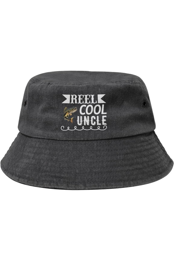 Reel Cool Uncle Bucket Hat Denim Fisherman Cap Beach Sun Outdoor Travel Caps for Women Men