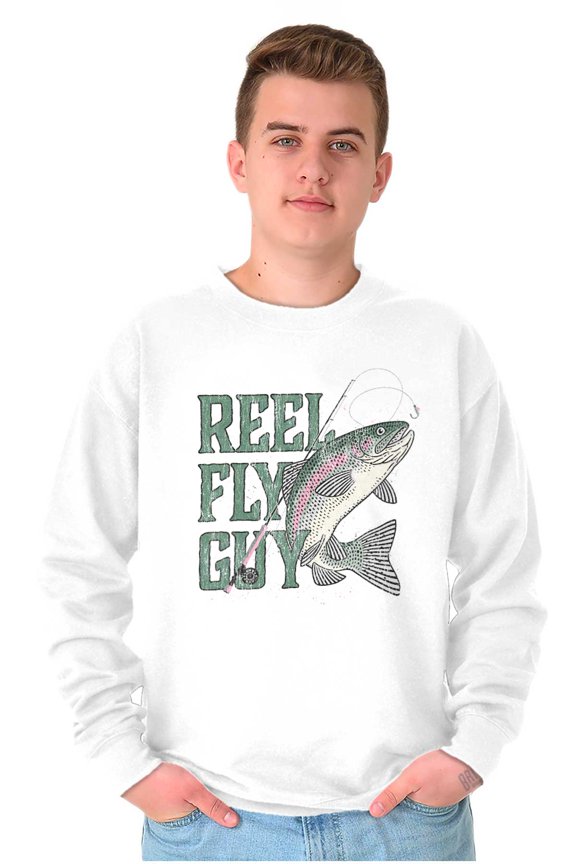 Reel Fly Guy Fishing Lover Cool Funny Unisex Plus Fleece Graphic Sweatshirt Brisco Brands 3X