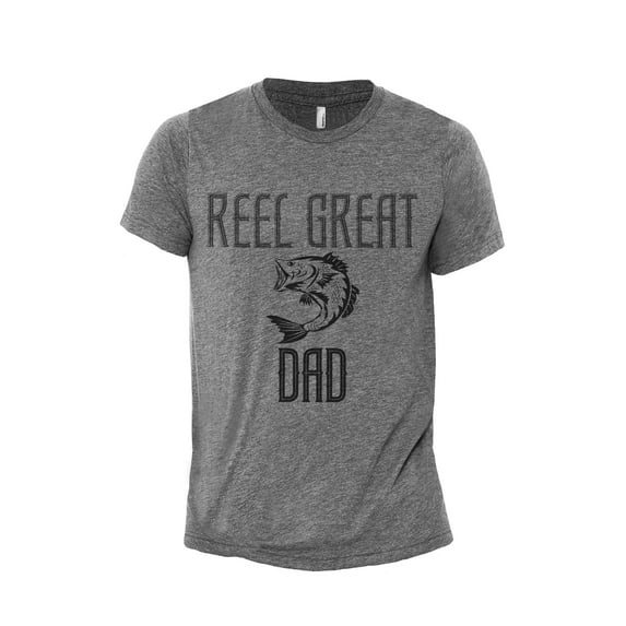 Reel Great Dad Men's Modern Fit Fun Casual T-Shirt Printed Graphic Tee Heather Grey 2X-Large