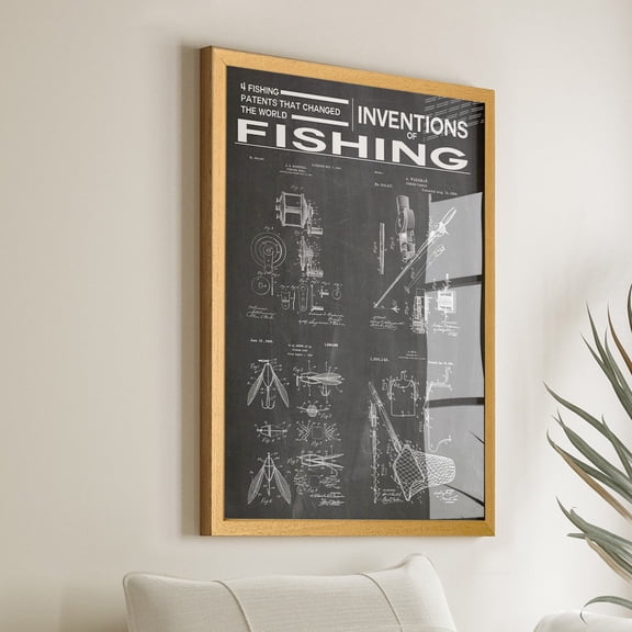 Reel In The Adventure: Fishing Gear Inventions Patent Poster - Ideal Man Cave And Angler'S Gift - Win54 Wall Art, Modern Wall Decor, 8x12 UNFRAMED