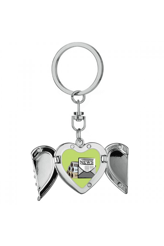 Reel Information Stack Letters Heart Angel Wing Key Chain Holder