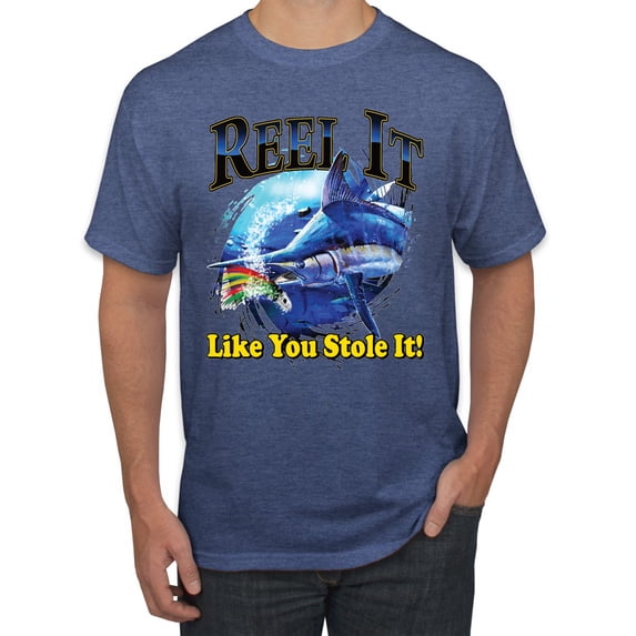 Reel It Like You Stole It Men's Graphic T-Shirt, Vintage Heather Blue, 2XL