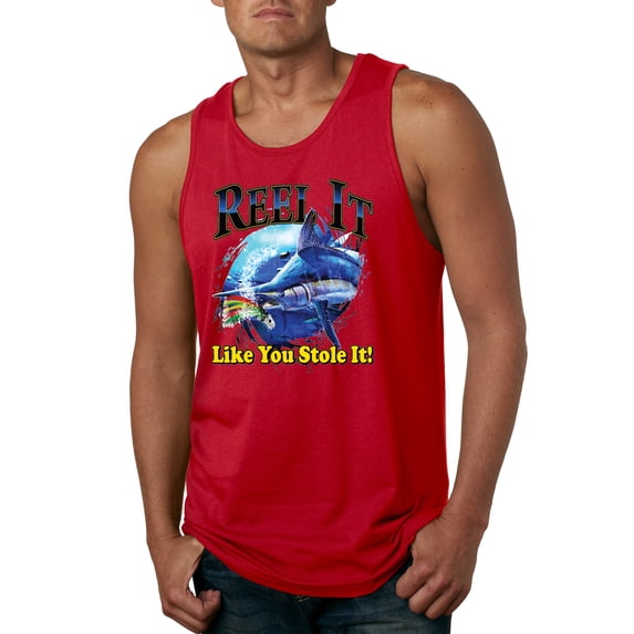 Reel It Like You Stole It Mens Graphic Tank Top, Red, X-Large