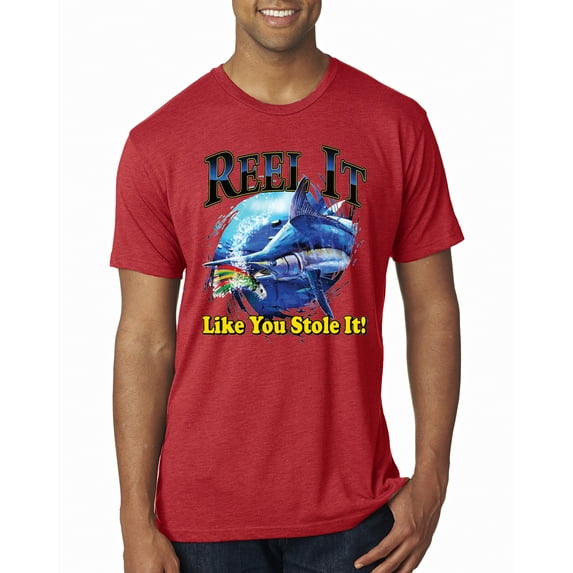 Reel It Like You Stole It Mens Premium Tri Blend T-Shirt, Vintage Red, X-Large