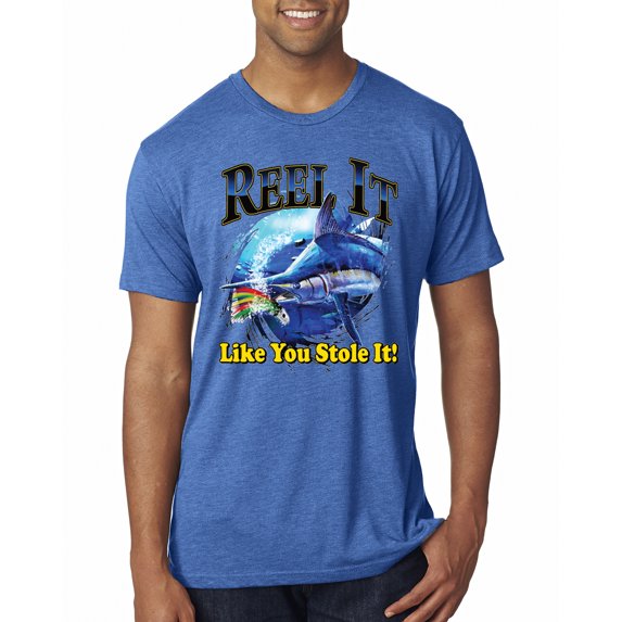Reel It Like You Stole It Mens Premium Tri Blend T-Shirt, Vintage Royal, Large